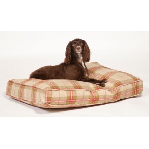 Large Beige & Red Tartan Duvet Dog Bed - Danish Design Newton Moss